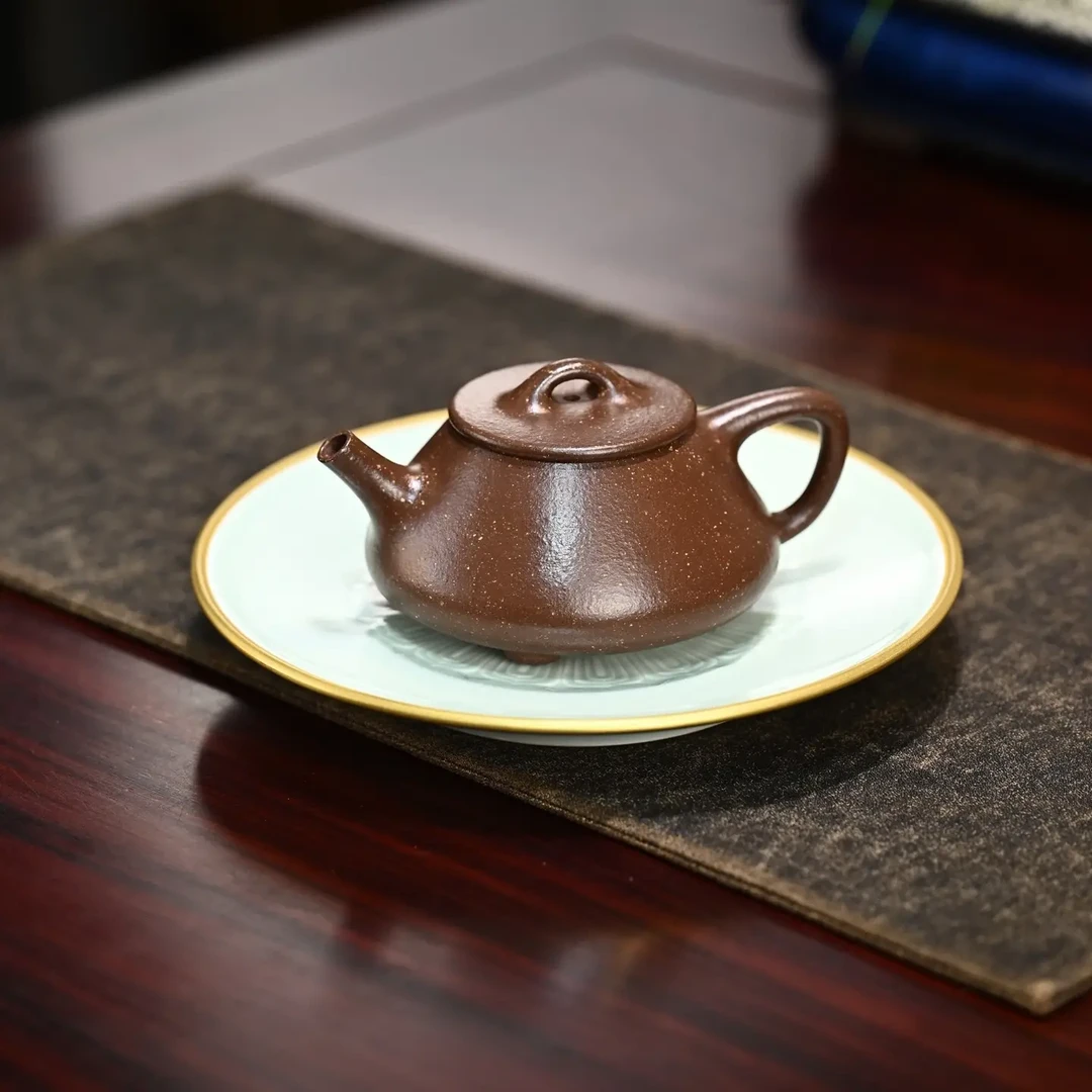 平盖石瓢·全手工紫砂壶容量230cc/极品紫玉金砂