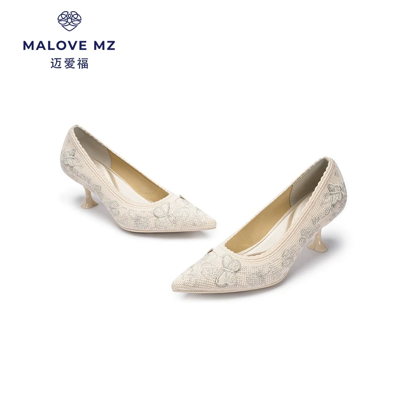 MALOVE MZ新中式高跟鞋女细跟2025新款配旗袍尖头单鞋婚鞋不累脚