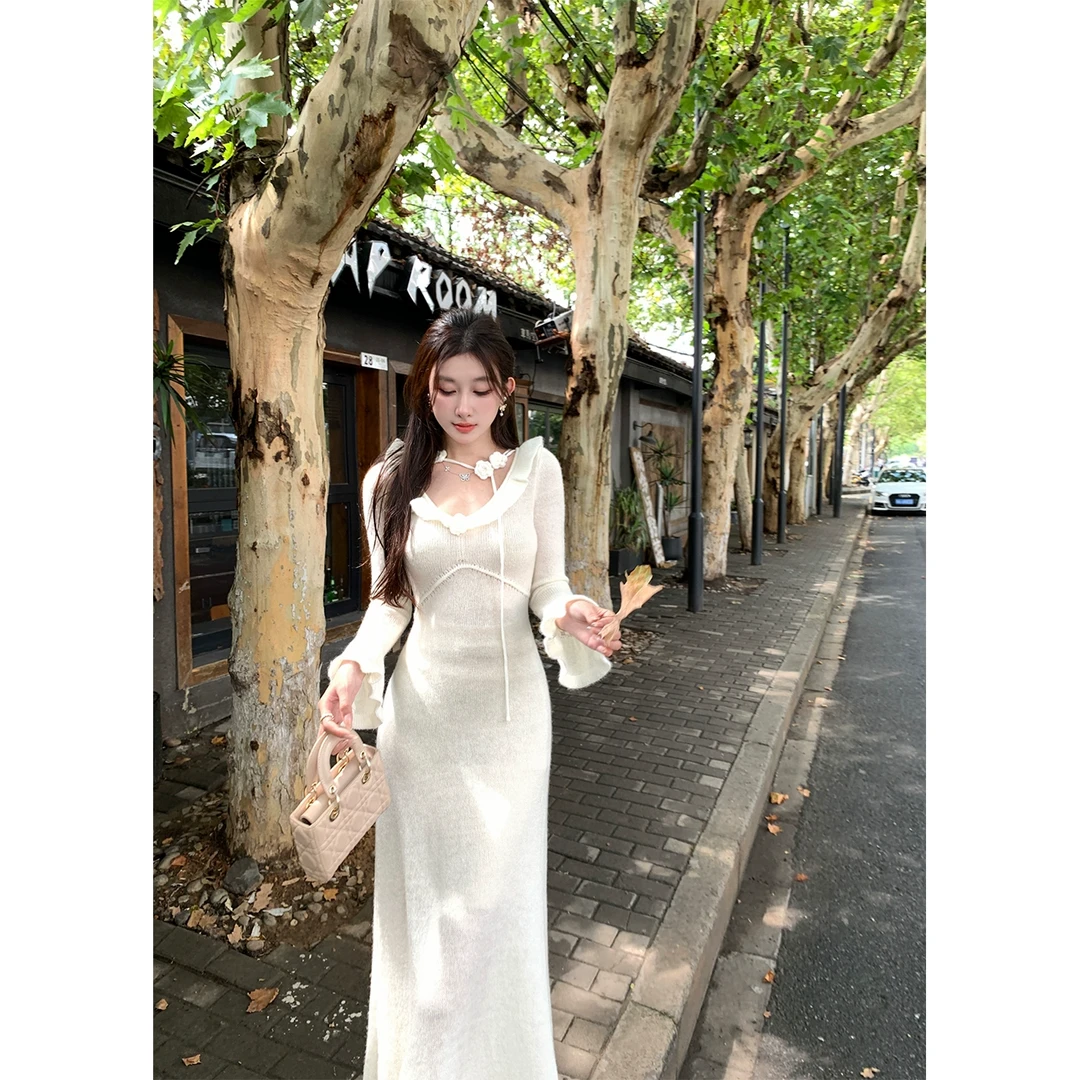 NMIOK QC清仓专场法式复古羊毛针织秋冬连衣裙NMM7D289