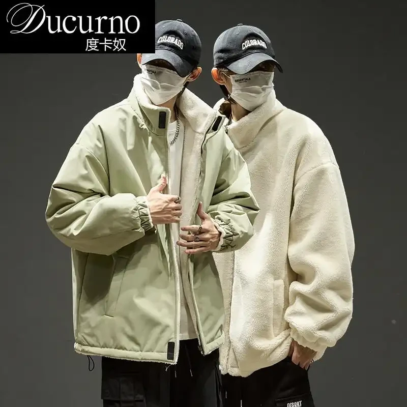 冬季美式羊羔绒外套男款夹克男生加厚防寒服秋冬保暖棉服休闲男装