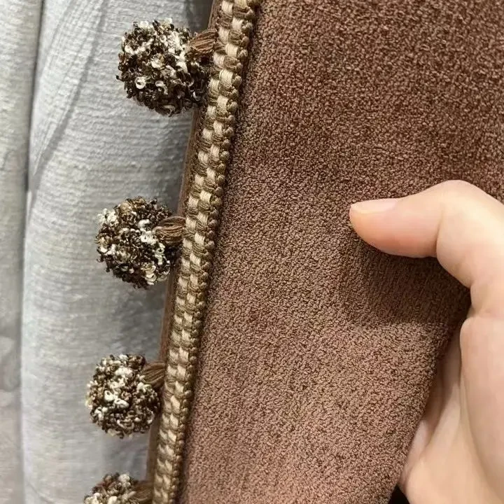 爆炸球新款中古风双色毛球搭配吊穗窗帘立边装饰花边辅料