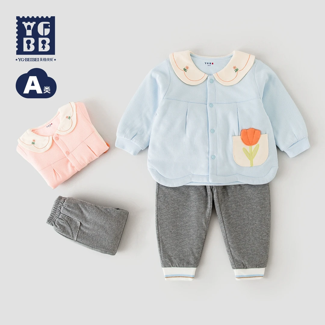 女童薄棉套装2024秋装新款女宝宝衣服洋气保暖夹棉两件套A124103
