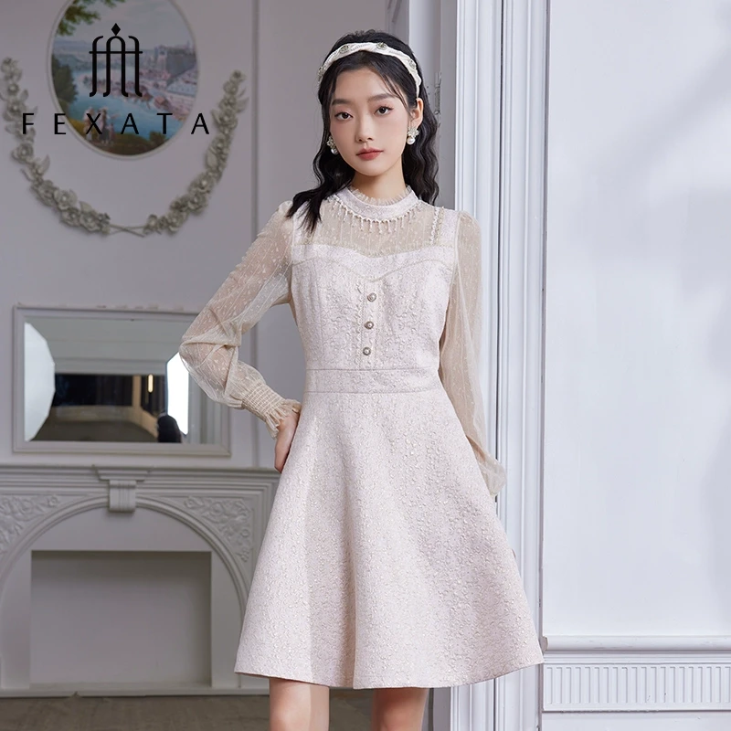 【小朱专属】FEXATA斐格思礼服裙收腰网纱连衣裙F41T0407