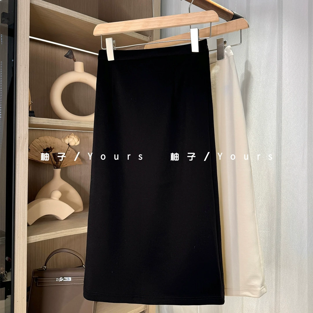 柚子yours【婉约派】早春新品 国风盘扣元素侧开叉高腰显瘦半身裙