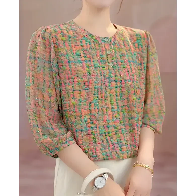 Y1230高品质]气质优雅时尚碎花衬衫