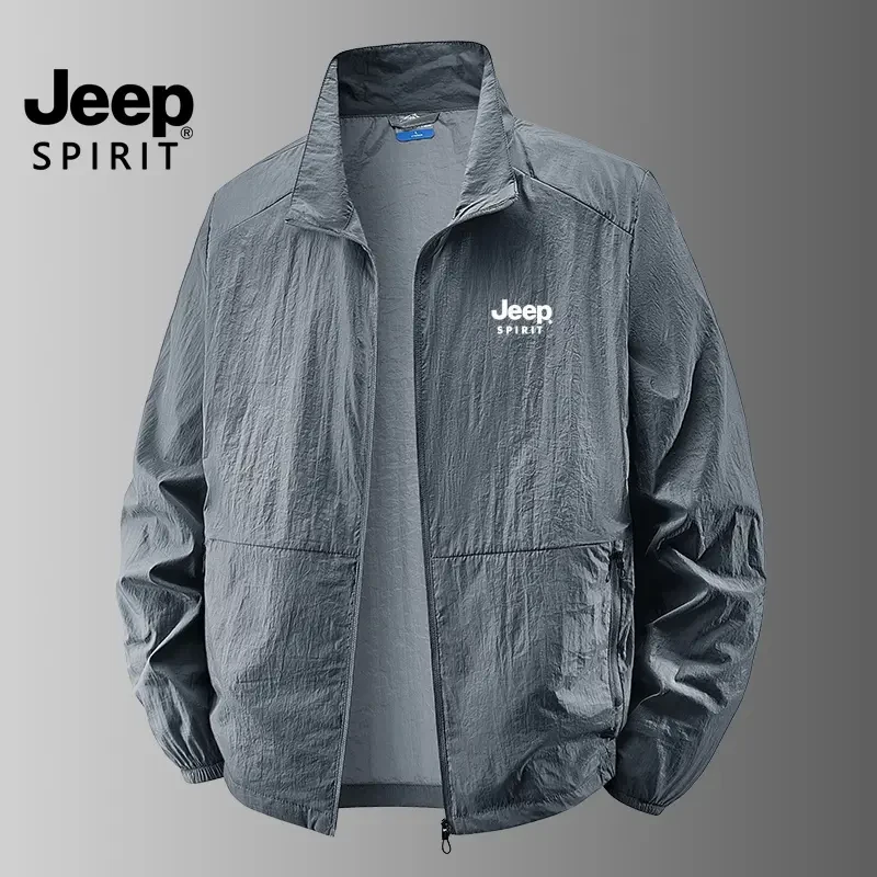 JEEPSPIRIT吉普冰丝防晒男士夏季钓鱼服防紫外线吉普外套防晒衣