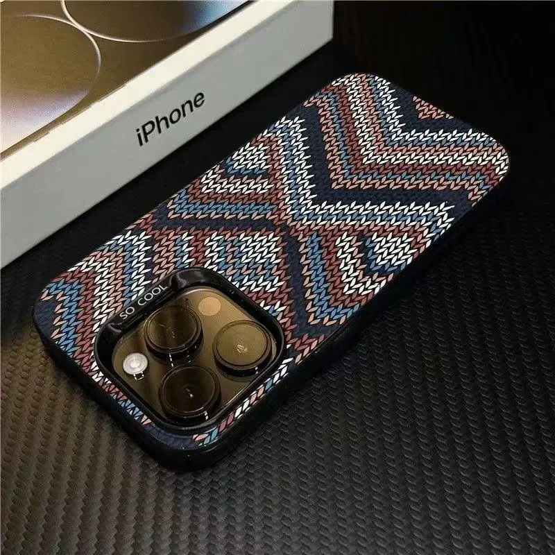 编织纹高级感适用苹果16promax手机壳iphone15promax防摔13彩银12