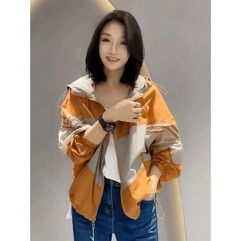 工装防晒服女夏2025新款户外运动防紫外线拼色防晒衣透气薄款外套