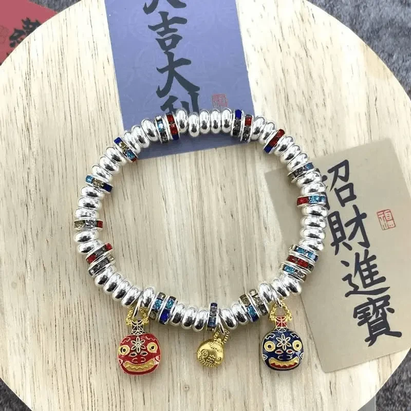 足银手链 彩钻吞金兽   盘缠手链可爱素款男女百搭时