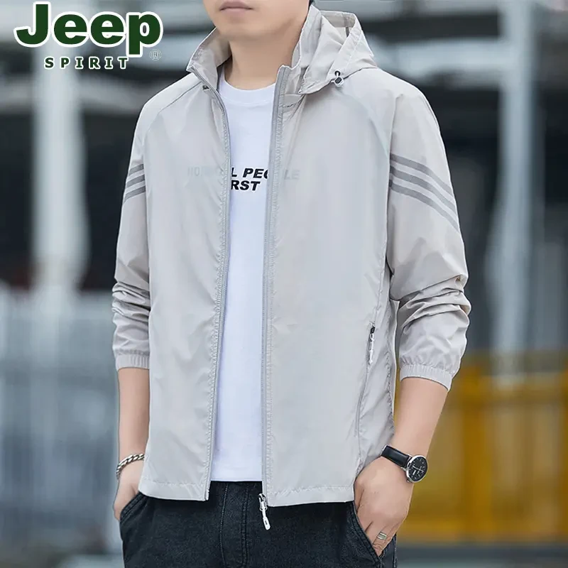 JEEP吉普防晒服夏季男士冰丝薄款透气外套休闲运动户外骑行防晒服