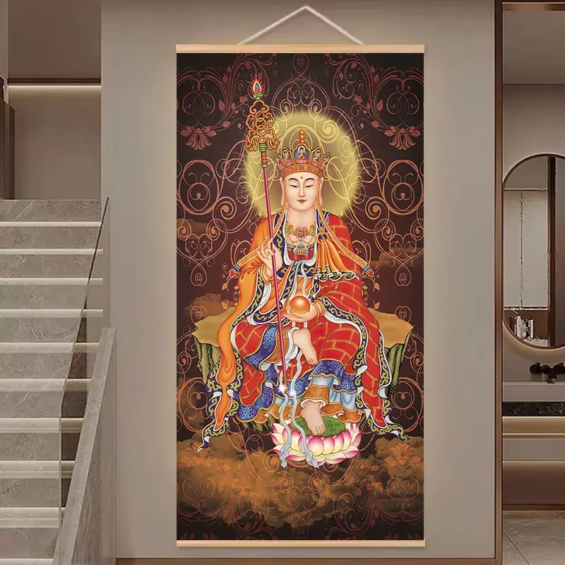 111地藏王菩萨茶室背景墙素材玄幻画装饰画