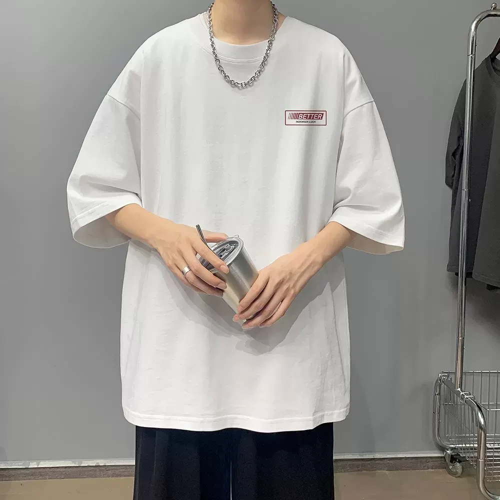 纯棉t恤男2025新款夏春短袖美式休闲高街ins潮流半袖宽松重磅体恤