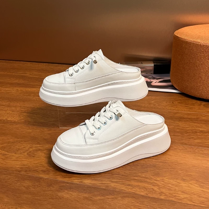 欧洲站厚底包头半拖女高端2025新款无后跟懒人凉拖鞋休闲小白鞋拖