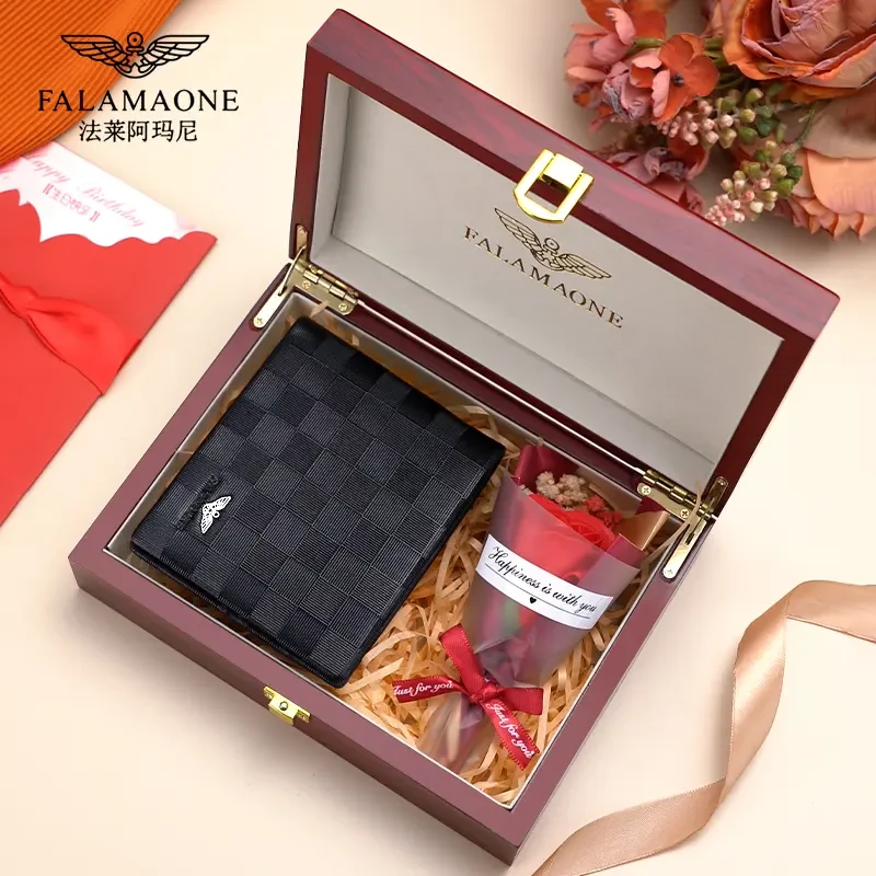 法莱阿玛尼男士钱包真皮短款2025新款七夕情人节礼物送男友老公