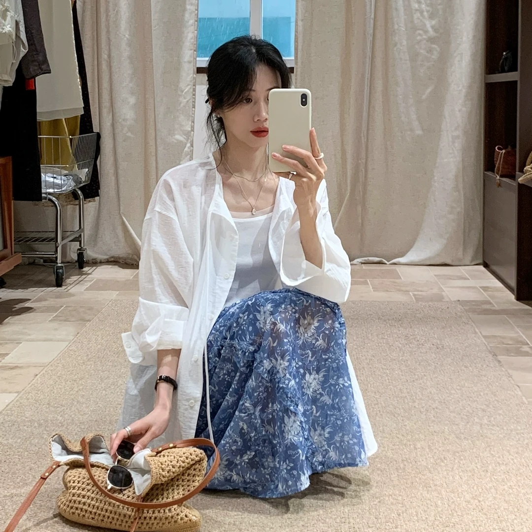 【后背开叉设计感衬衫】女2025夏新款薄款高级感长袖防晒外套