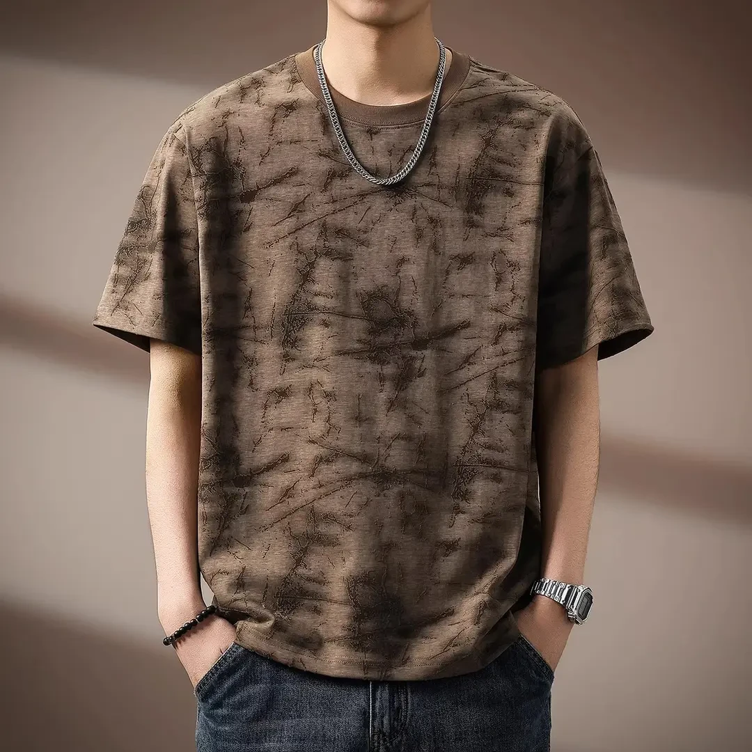 Cebrodz高端潮牌扎染短袖T恤男士夏新款美式装宽松半袖