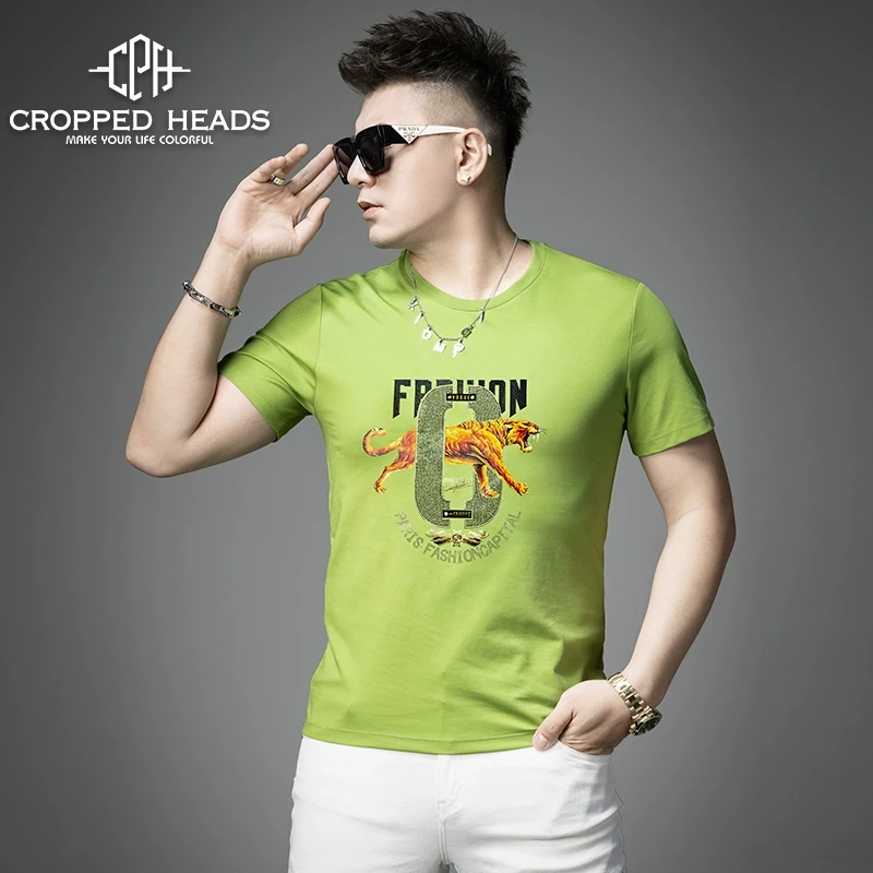 高端男士设计感烫钻印花短袖T恤男2025新款夏季薄款欧货男士半袖