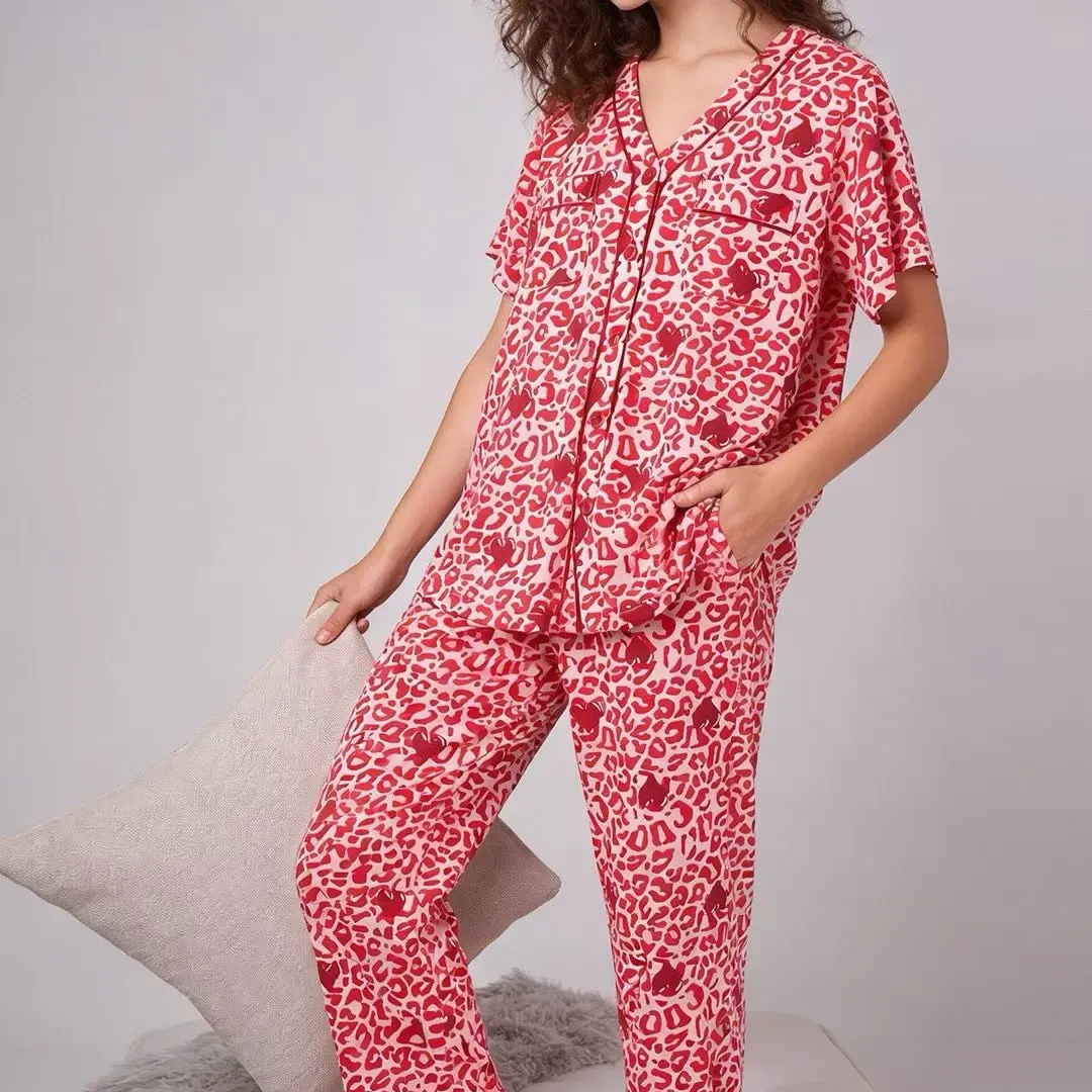 雅致内衣 | 女士夏季宽松透气半袖长裤家居服套装