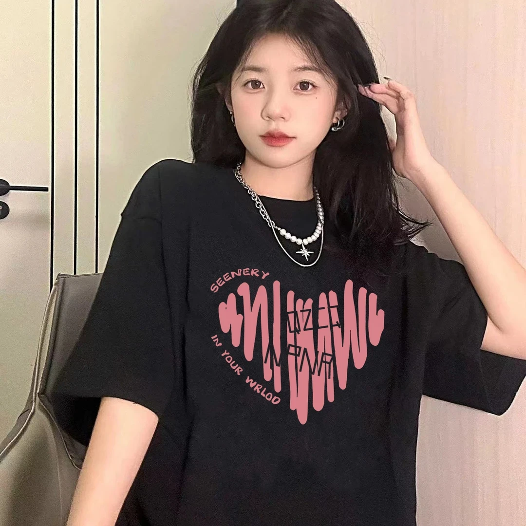 胖mm夏季慵懒风重磅纯棉女装宽松大码2-300斤圆领短袖T恤半袖上衣