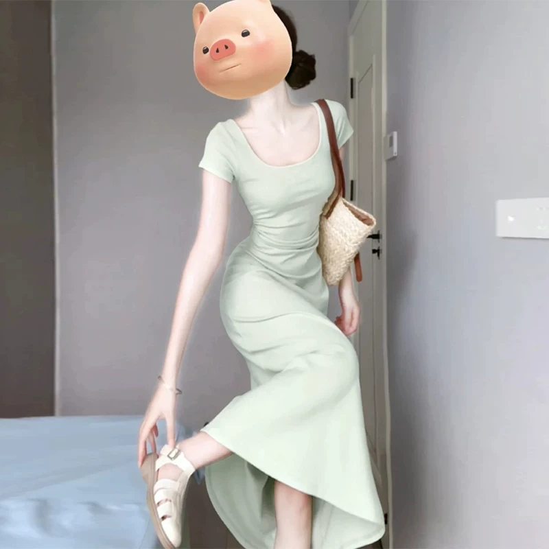 长裙法式女装夏季2025新款御姐风情万种连衣裙子气质修身包臀方领