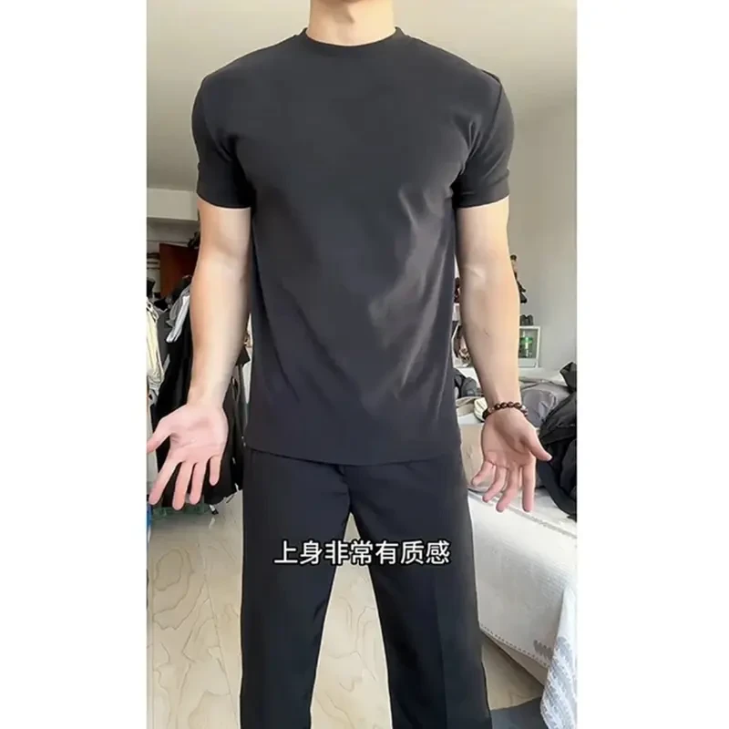 GTAL美式纯色T恤纳维亚科技面料紧身运动冰皮速干弹力圆领短袖