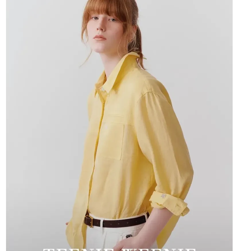 Teenie Weenie女装衬衫2025年夏新款老钱亚麻混纺衬衣TTYW252402E