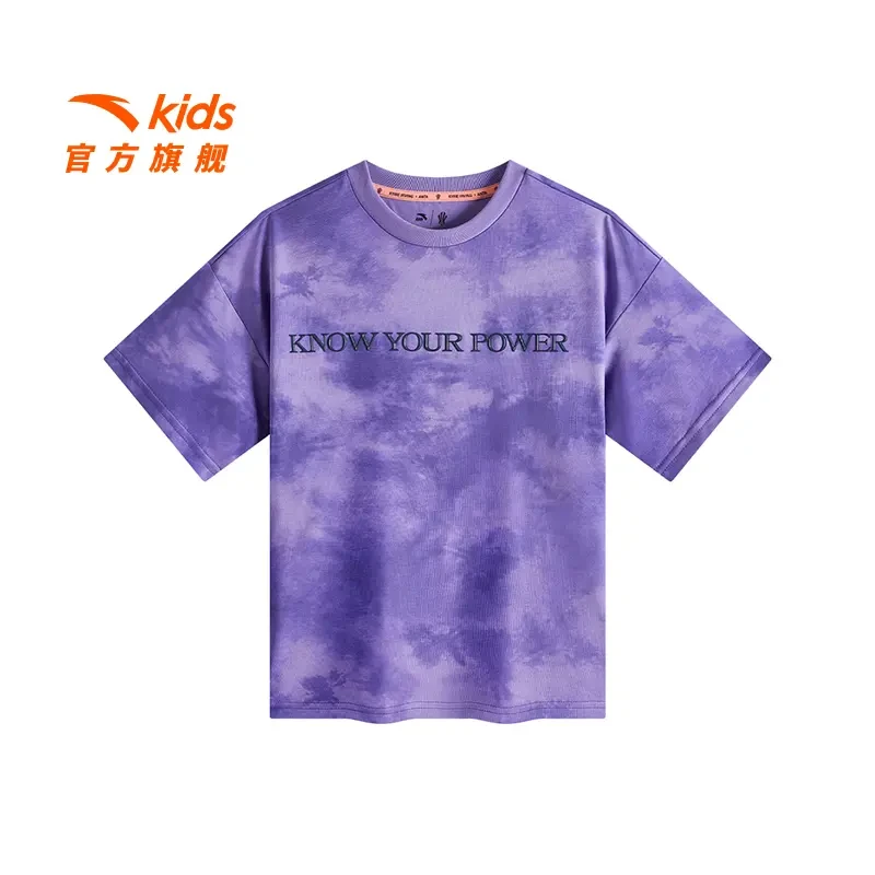 安踏儿童男大童短袖T2025夏季新款透气舒适青少年圆领大童短袖t恤