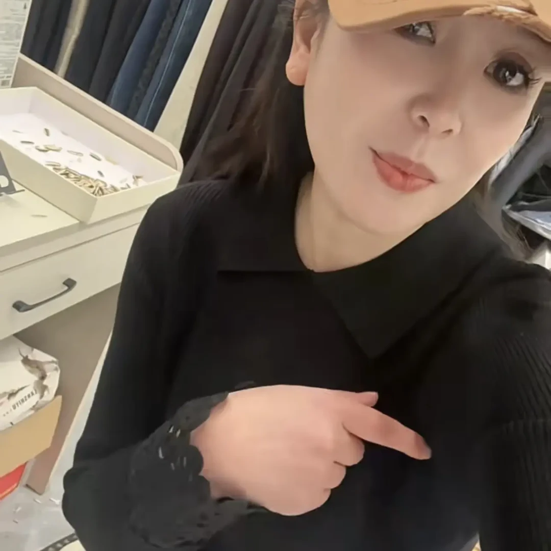 翻领加厚针织衫女秋冬宽松百搭内搭打底上衣