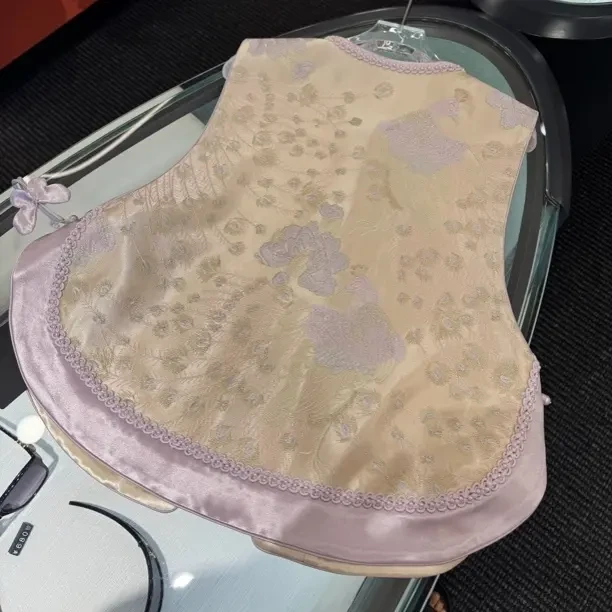 無一——新中式女秋季宽松型常规款圆领马夹拼接薄款四季通用