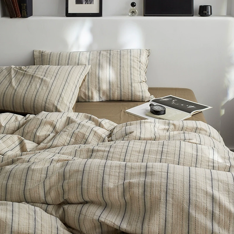 简约色织提花丨条纹四件套纯棉全棉柔软床单被套高级感四季款床品