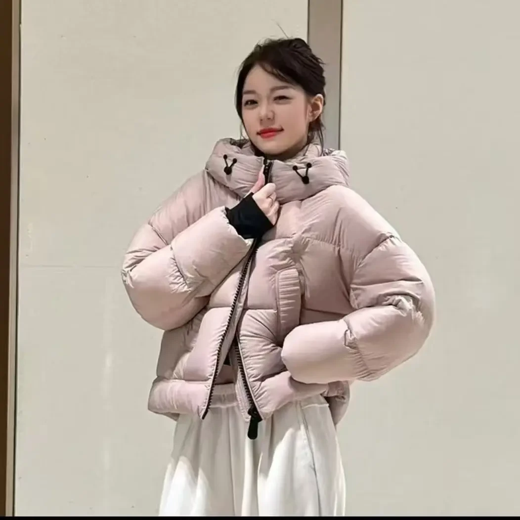 泡芙短款羽绒服女冬2025新白鸭绒宽松加厚超轻连帽面包服外套