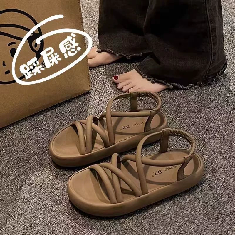 新百伦网红沙滩鞋女2024年夏季新款休闲百搭凉鞋软底松紧带罗