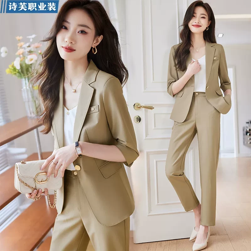 高端西装外套女夏季薄款2023新款时尚休闲气质女神范正装职业套装