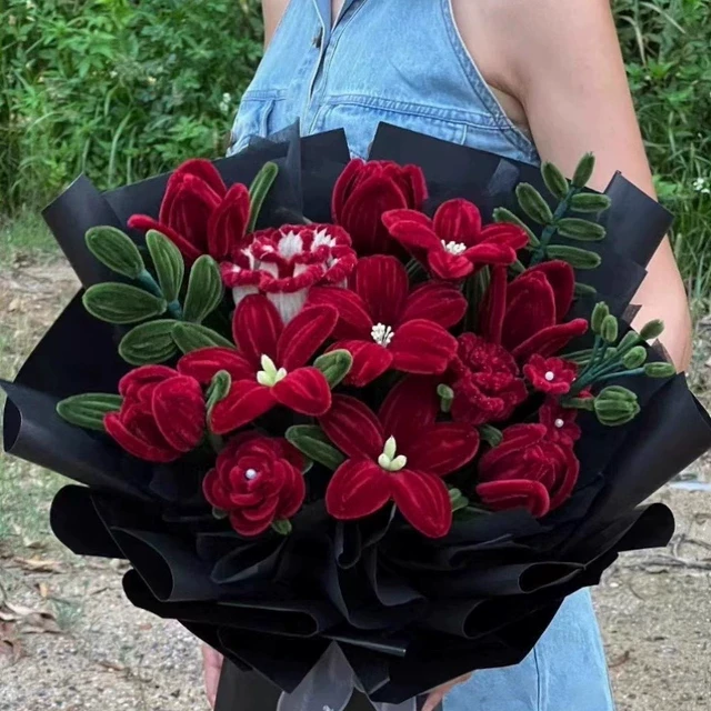 手工编织扭扭棒花束diy玫瑰花材料包自制仿真花送女朋友闺蜜生日