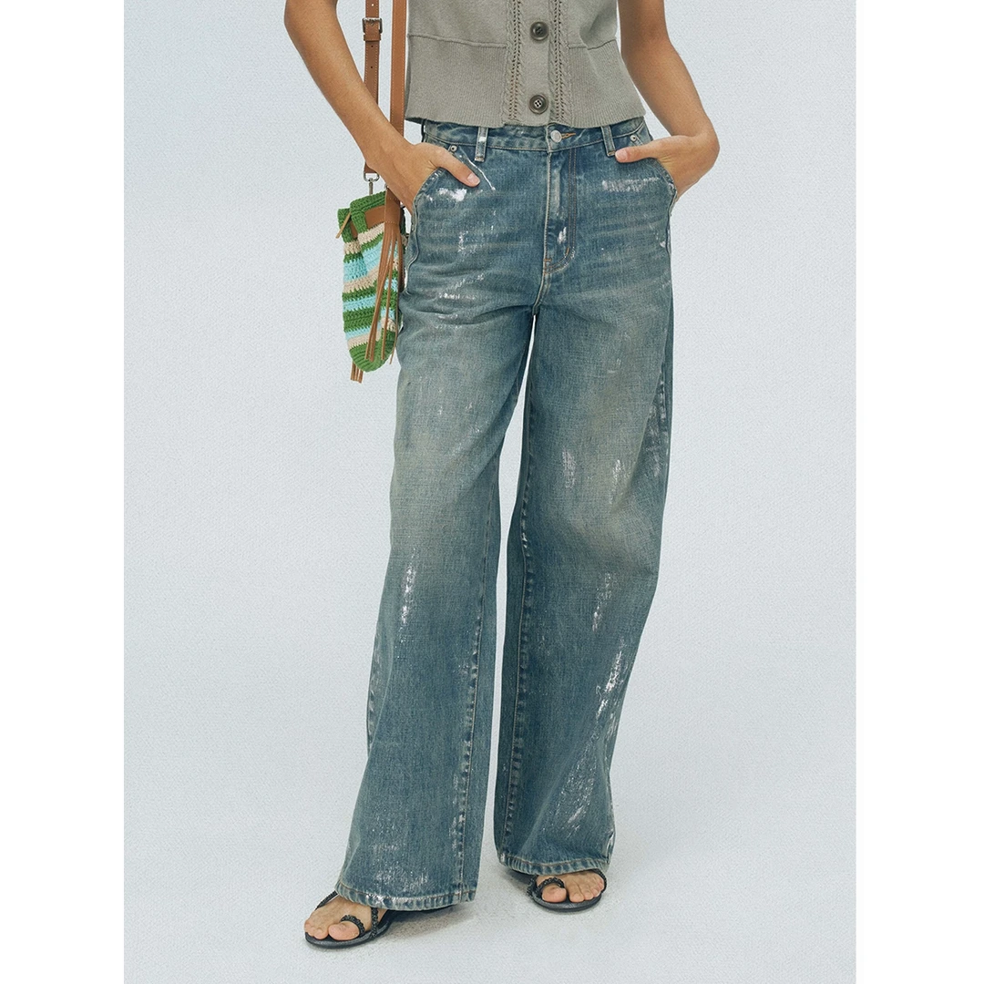 JUNWEI LIN设计师品牌擦银直筒牛仔裤DSC买手店BY5J03006