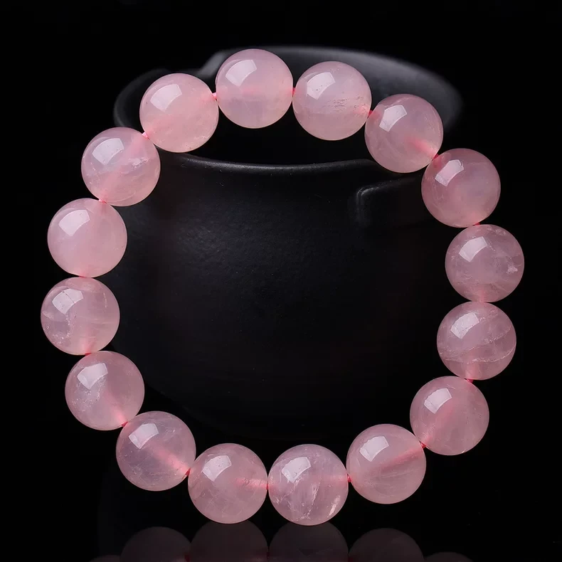 雁唐天然粉水晶手链 饰品芙蓉石单圈粉晶手串女招桃花饰品礼物