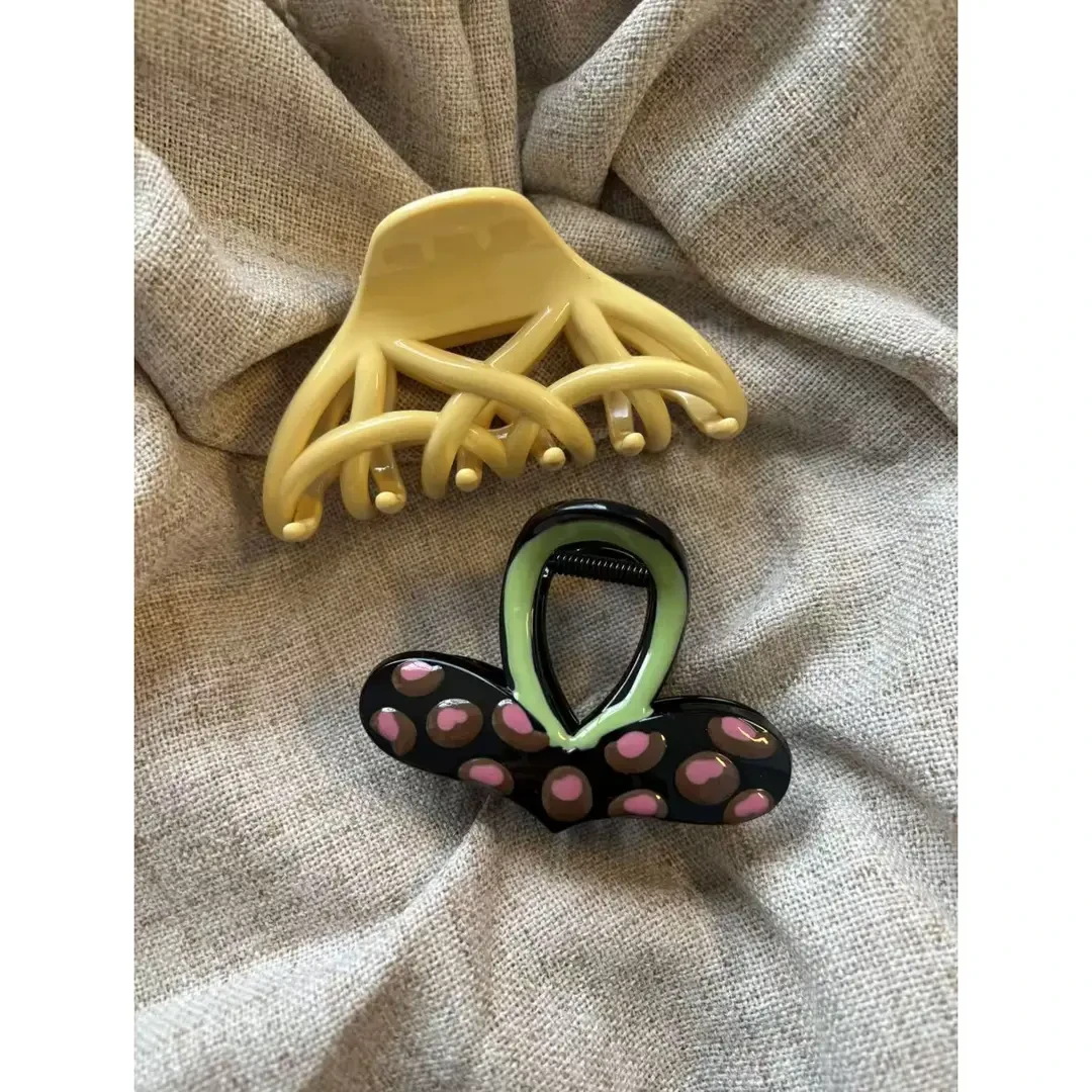 夏日小清新高品粉圈圈滴油抓夹奶黄网状发抓中号鲨鱼夹优雅发饰