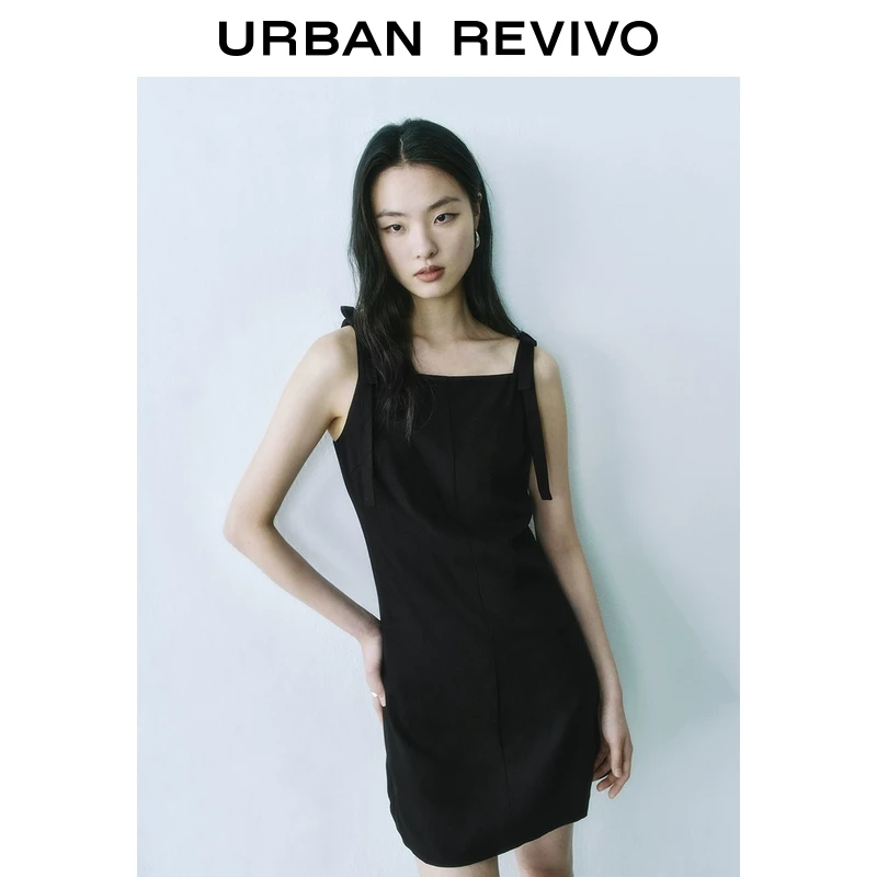 UR2025夏季新款女装摩登气质通勤短款方领A字连衣裙UYY750076