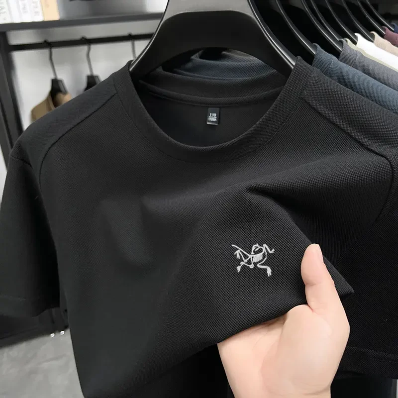 【奥特莱斯】鸟家新款高级刺绣短袖t恤男士夏季高端大牌圆领冰丝T恤