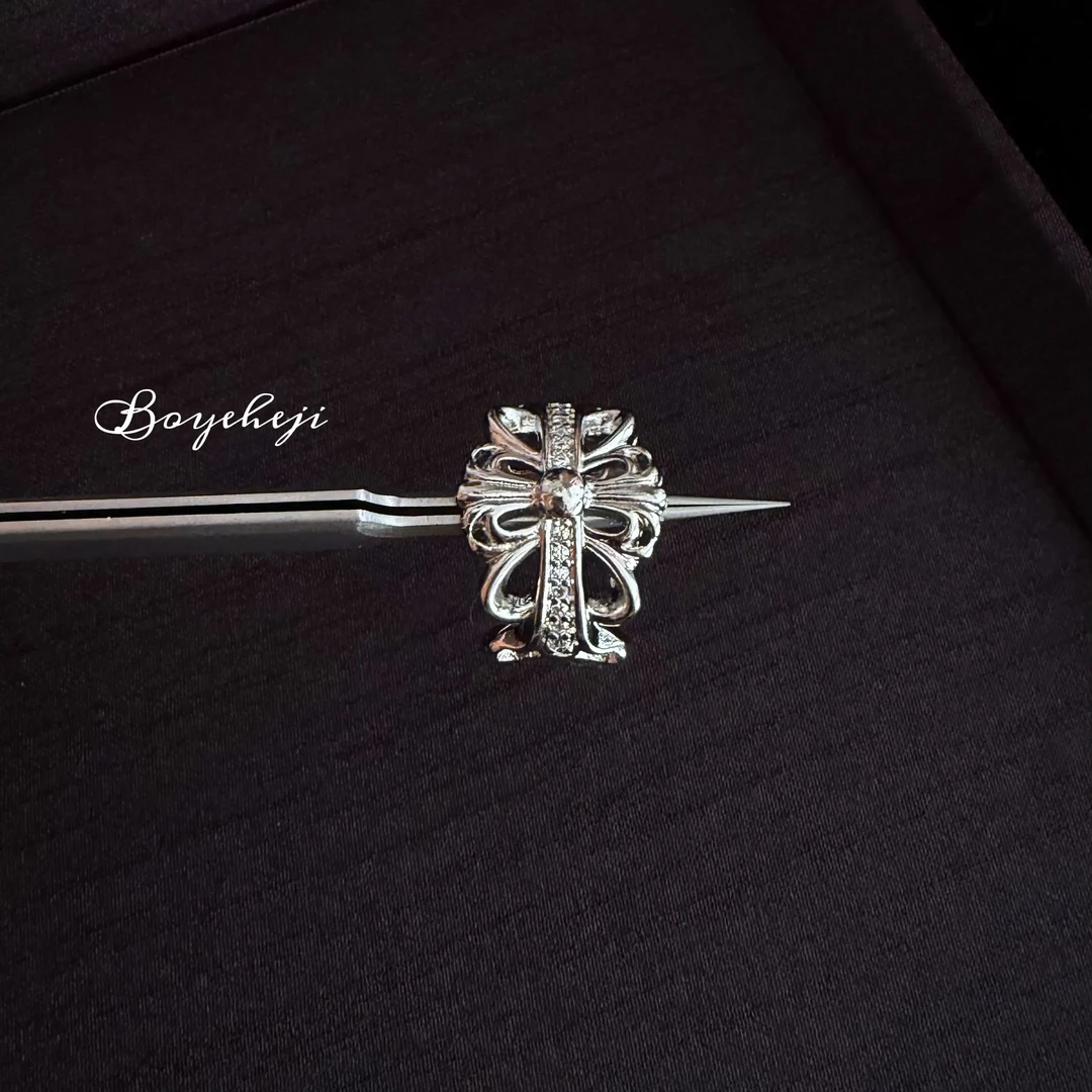 纯铜锆石戒指 鸢尾花开口可调节戒指