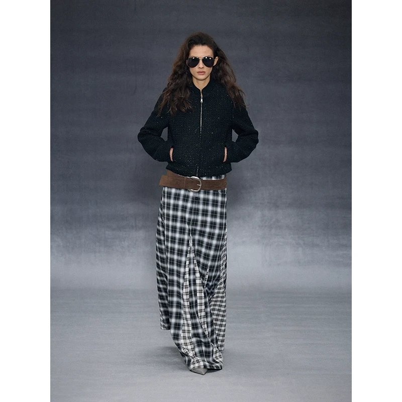 randpickee | retro系列-复古回溯不规则格纹极地伞裙