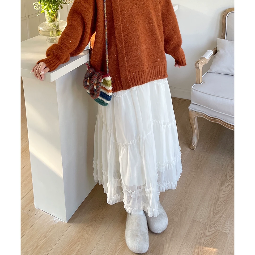 冬日高级感穿搭小个子独特绝美裙子女大码胖mm秋冬高腰a字半身裙