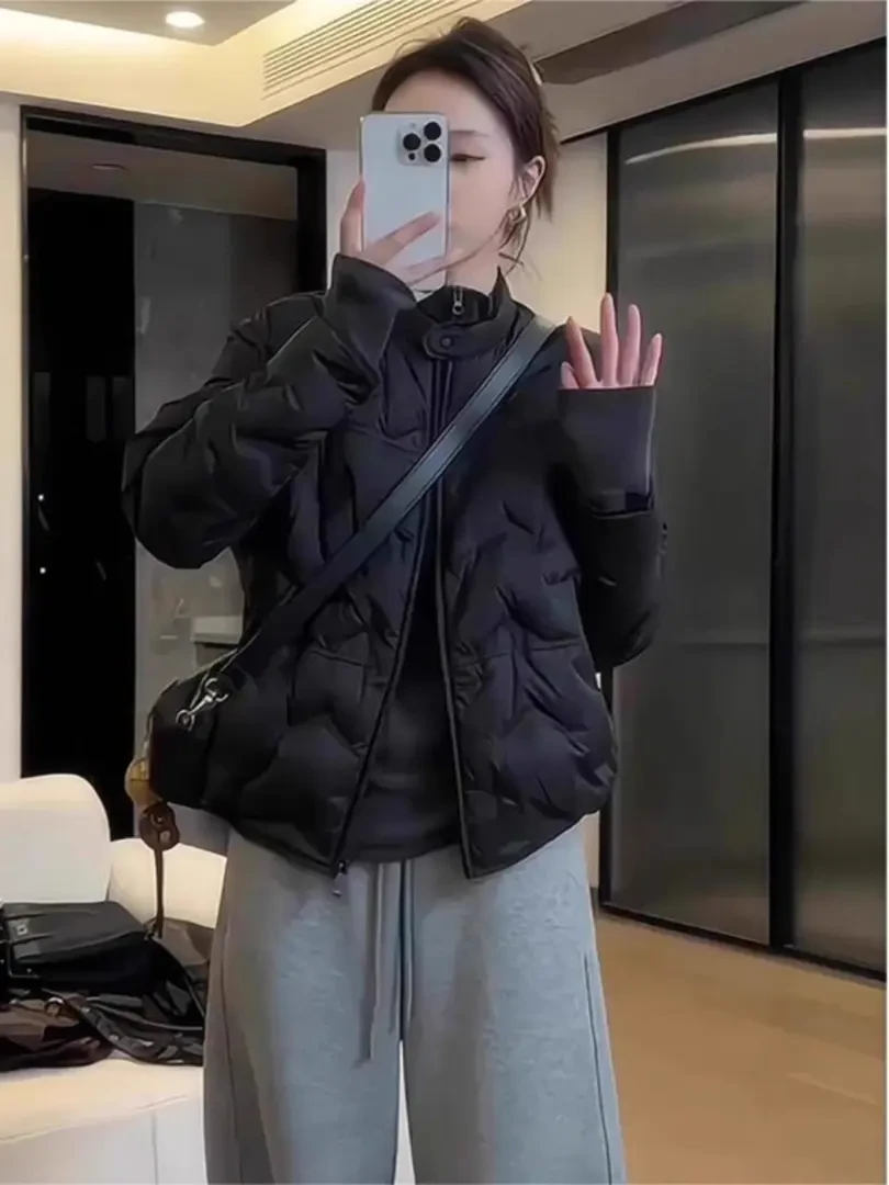 欧货时尚立领棉服外套女2025年冬季多巴胺小众设计极简风百搭棉衣