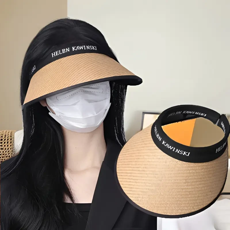 百搭夏季UV防晒女帽遮时尚大帽檐显脸小空顶发箍太阳帽户外夏天