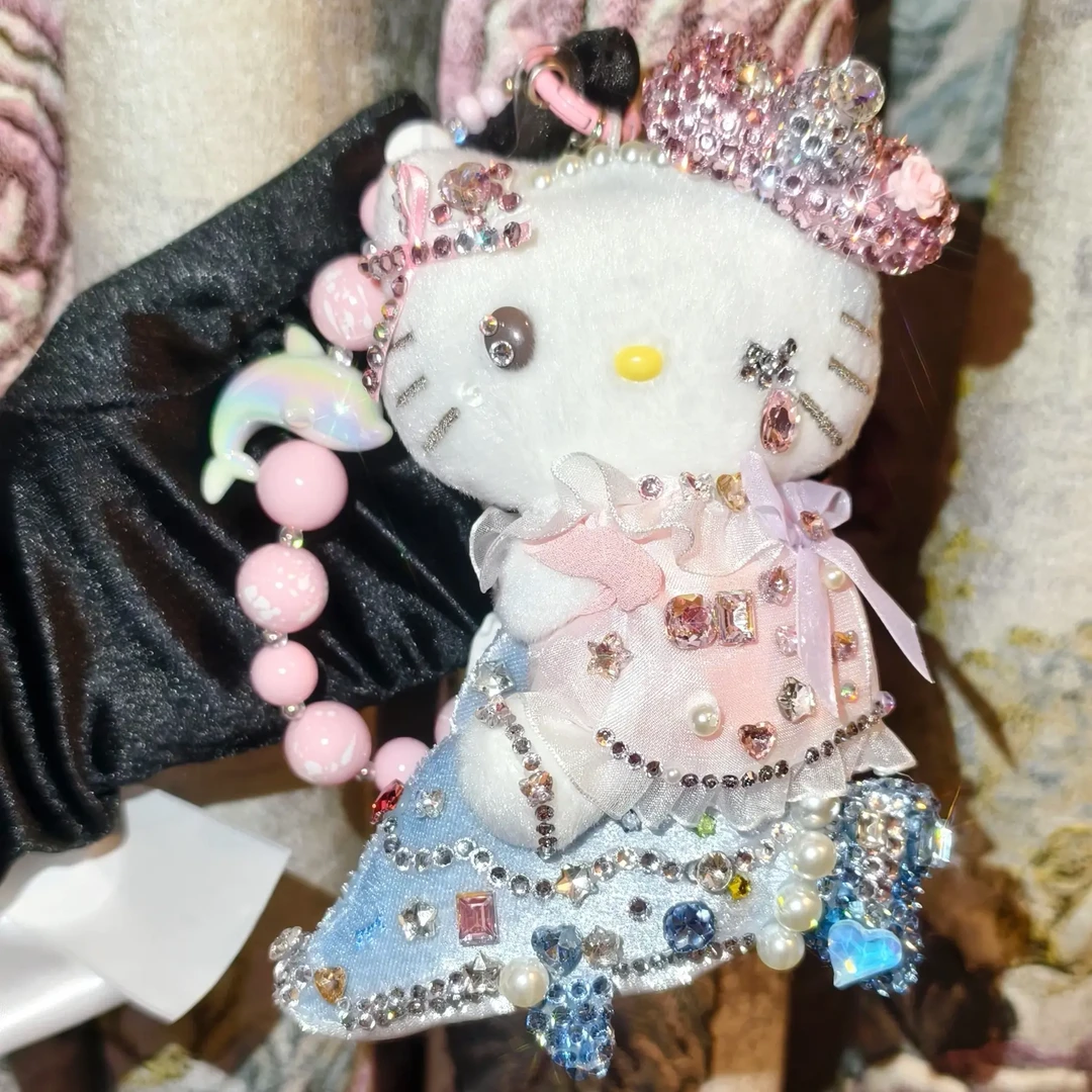 限定款月光海豚KT手工贴钻原创设计挂件钥匙扣玩偶公仔女生凯蒂猫
