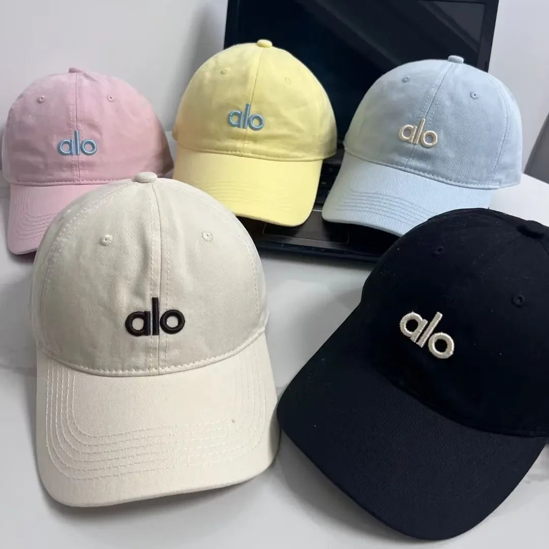 美式alo刺绣棒球帽夏季薄款帽子男女休闲百搭鸭舌帽糖果色遮阳帽