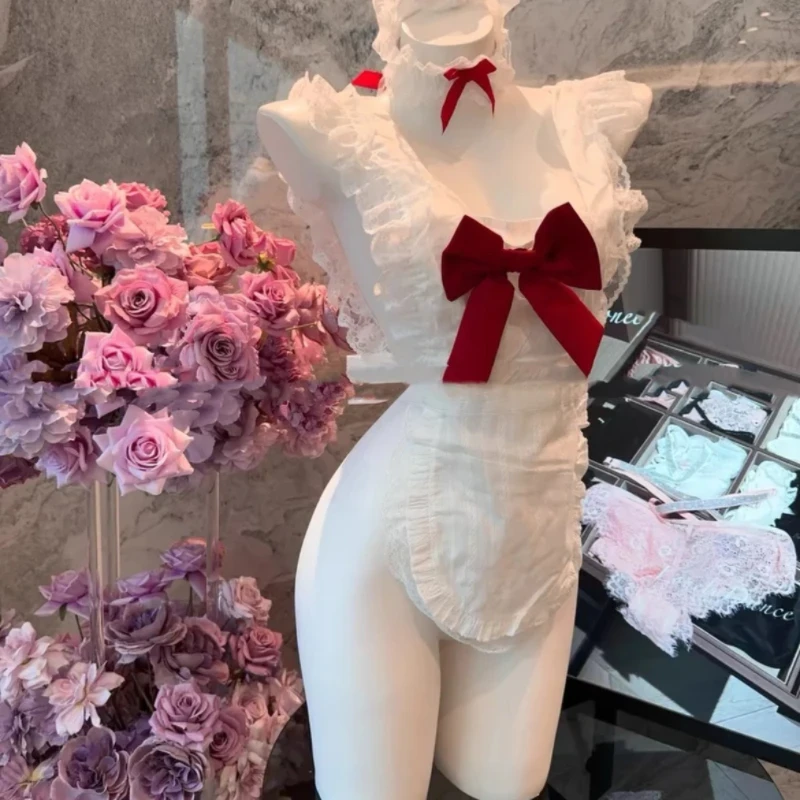 520法式超仙少女甜美爱心蝴蝶结 睡裙睡衣禁欲系可爱睡衣短款气质