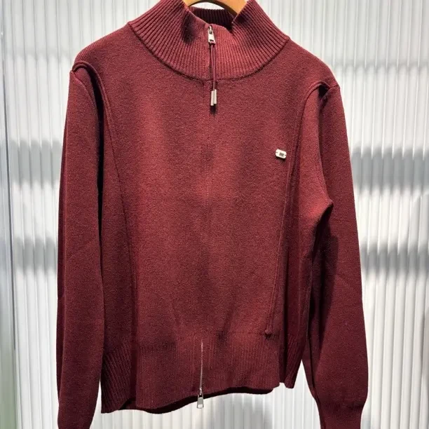 半高领拉链针织开衫秋冬新款oldmoney风气质显瘦叠穿设计感上衣女