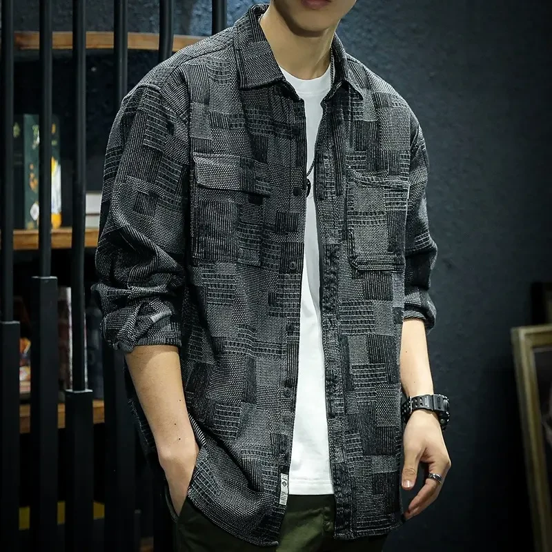 男装服饰牛仔长袖衬衫春秋衫新款潮牌百搭外套宽松痞帅衬衣高级感
