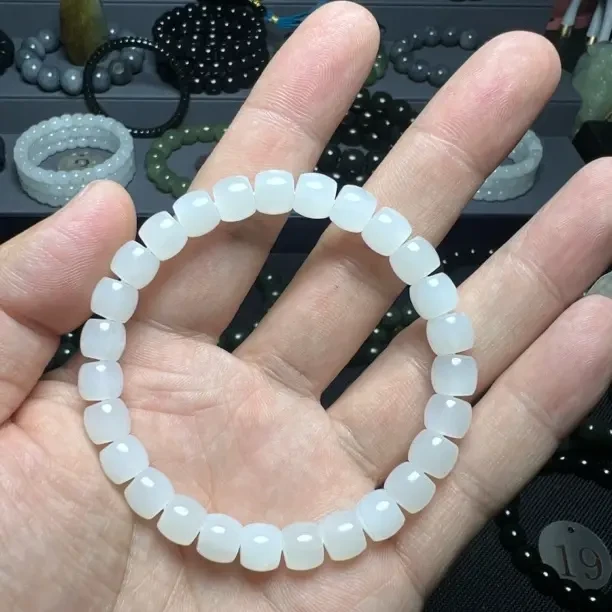 新疆天泰和田玉卡8mm直切手串温润细腻百搭国风精工